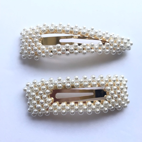 New Set of 2 Faux Pearl Hair Clip Pins - Picture 3 of 5